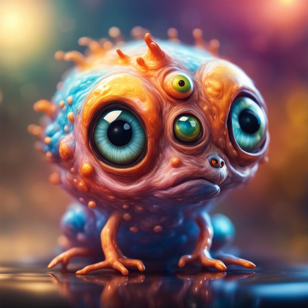 adorable creature with big reflective eyes, realistic - AI Generated ...