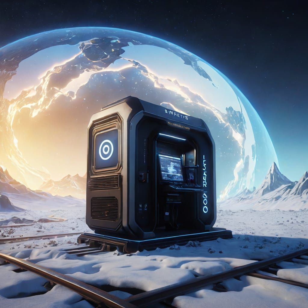 Hyperrealistic Cyberpunk Fantasy Scene with a Penguine