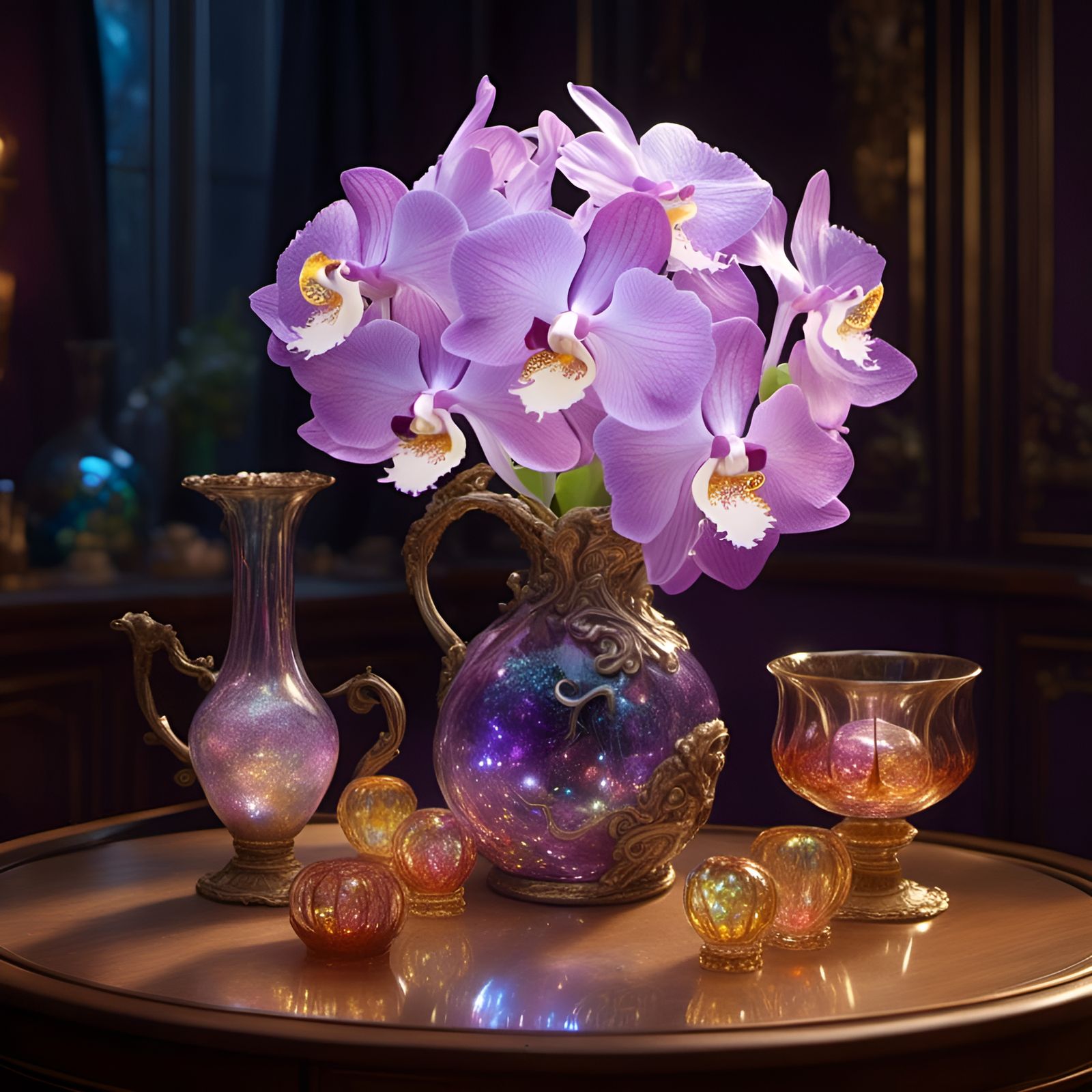 Orchid Tableau - AI Generated Artwork - NightCafe Creator