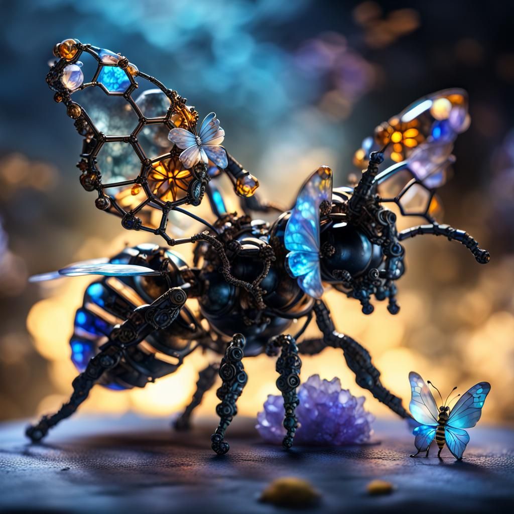 Crystal Bee and Butterfly.