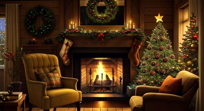 Cozy Christmas Oil Painting Thomas Kinkade