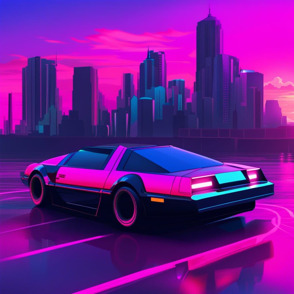 vaporwave Knight Rider car - AI Generated Artwork - NightCafe Creator