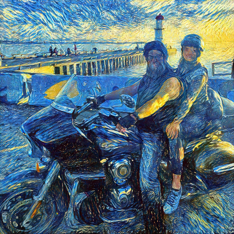 Biker Couple on Blue