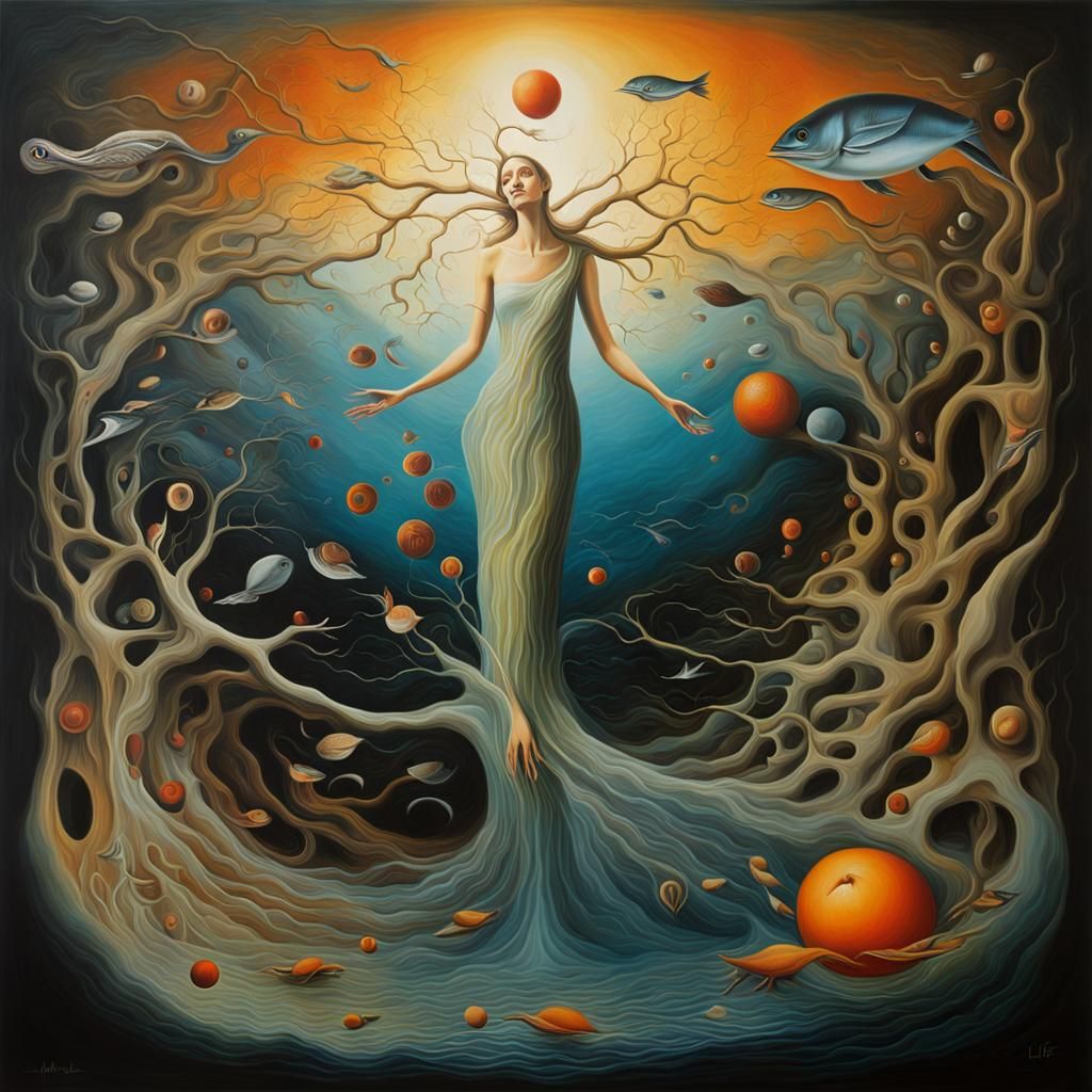 Surrealist Oil Painting: Ode to Motherhood