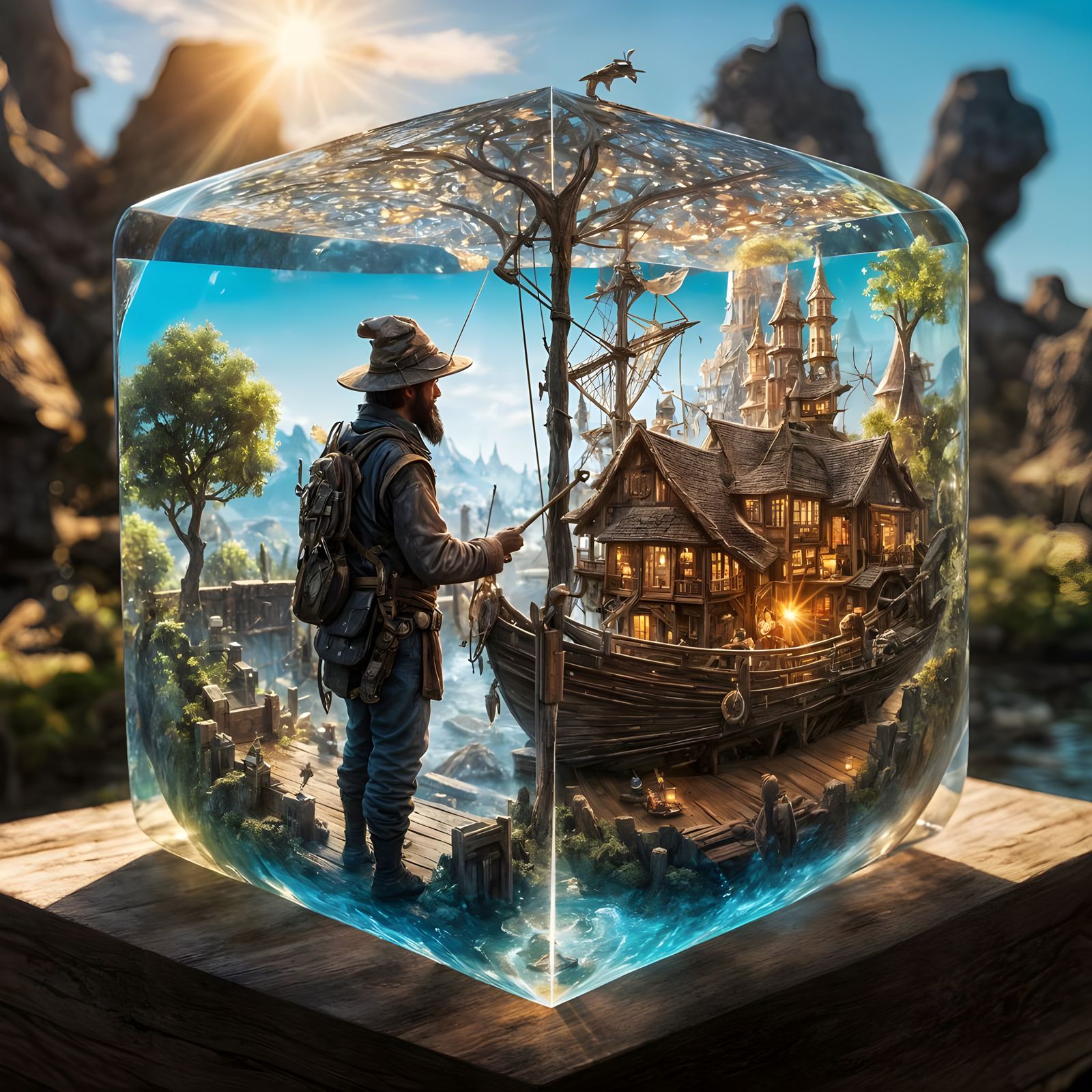 Fishing In the Cube  by @Gnuhenge