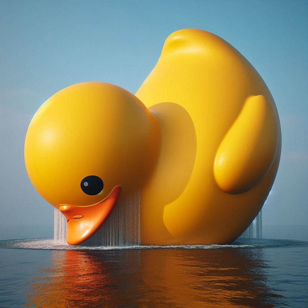 Florentijn Hofman's "Rubber Duck," falls over