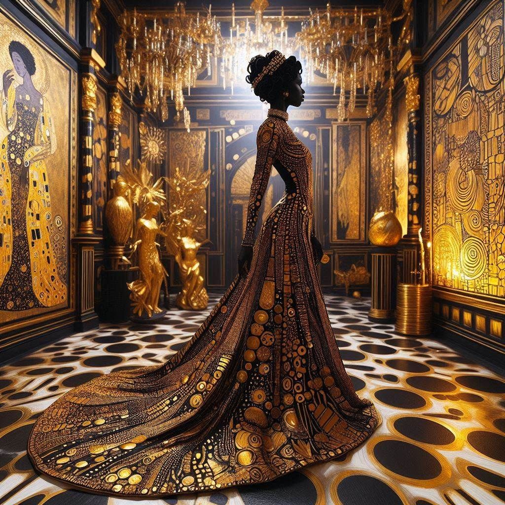 Portrait, in the style of Gustav Klimt