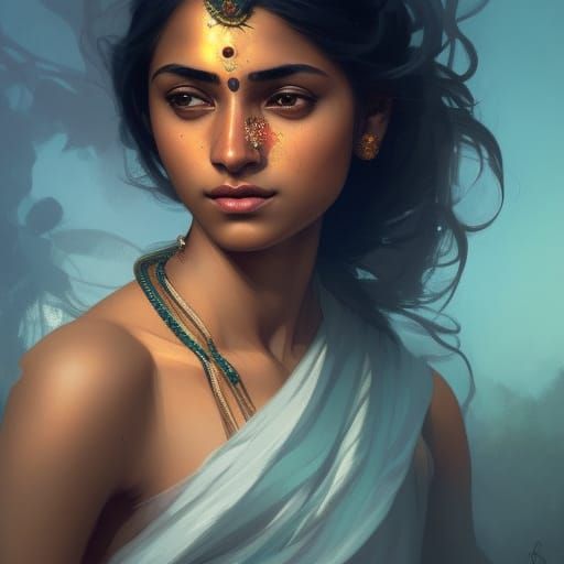indian girl saint - AI Generated Artwork - NightCafe Creator