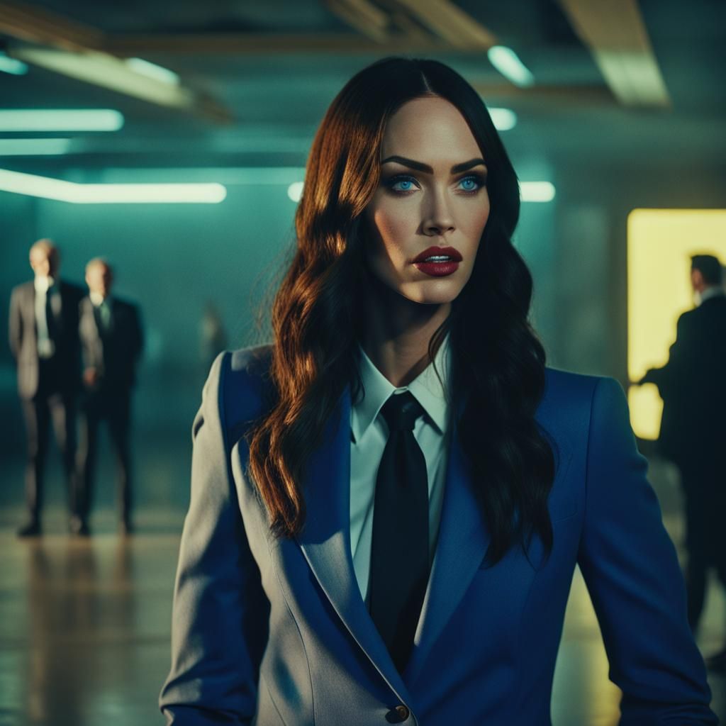 Megan fox in men suit as a president. - AI Generated Artwork 