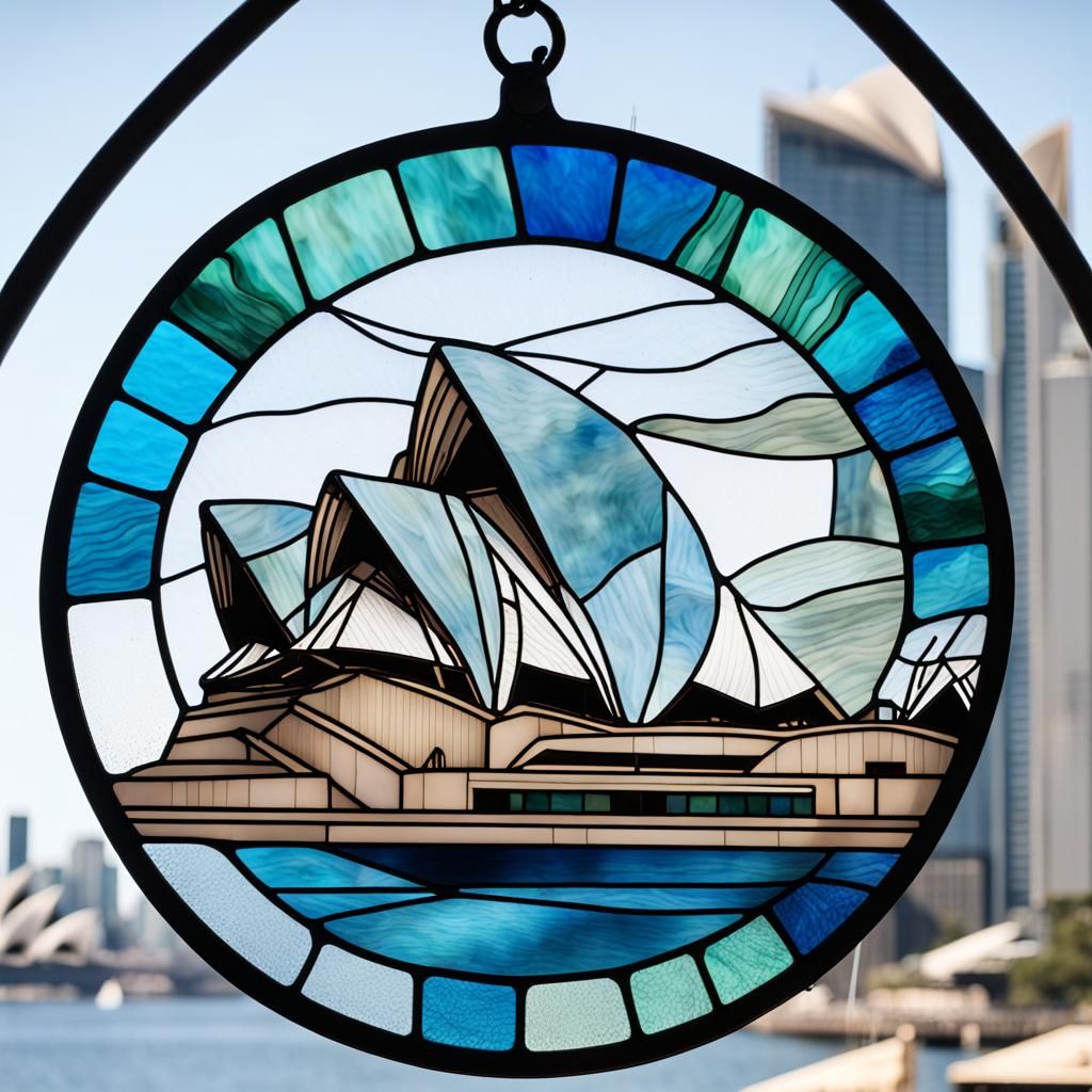 Stained Glass Sydney Opera House AI Generated Artwork NightCafe Creator