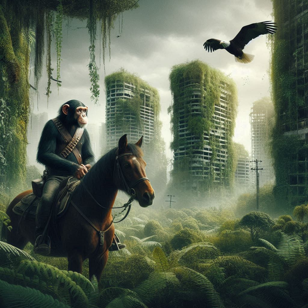 Reenacting a scene from Planet of the Apes