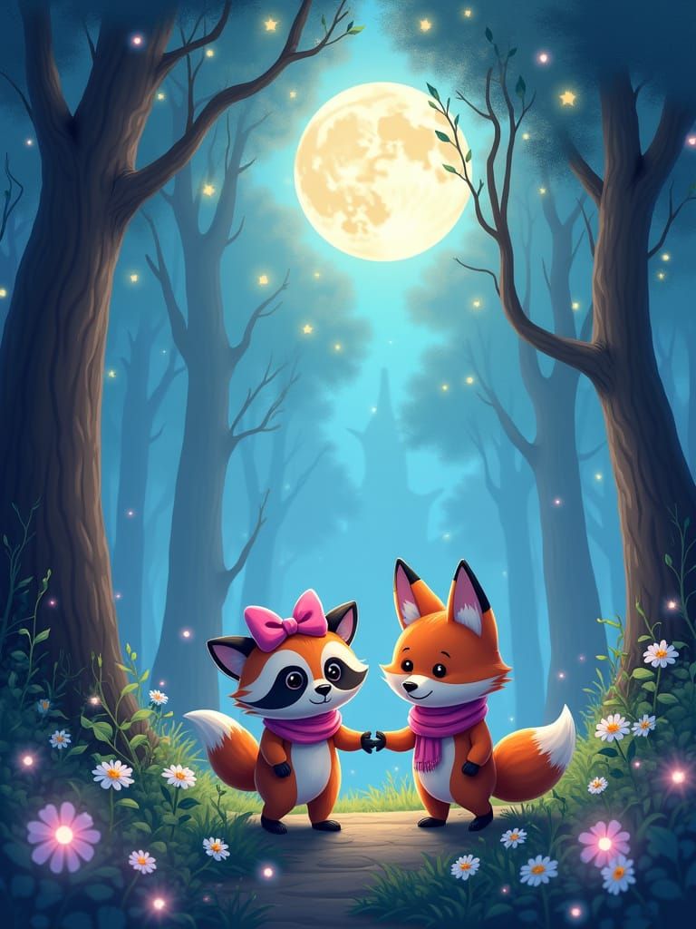Fox and Raccoon 
