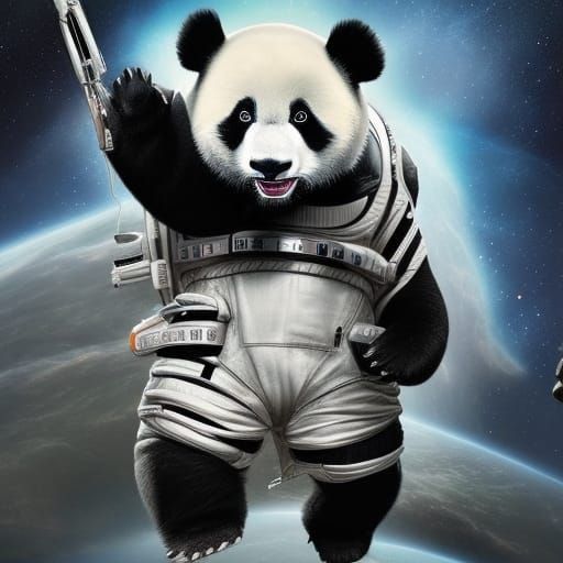 Panda in a space suit