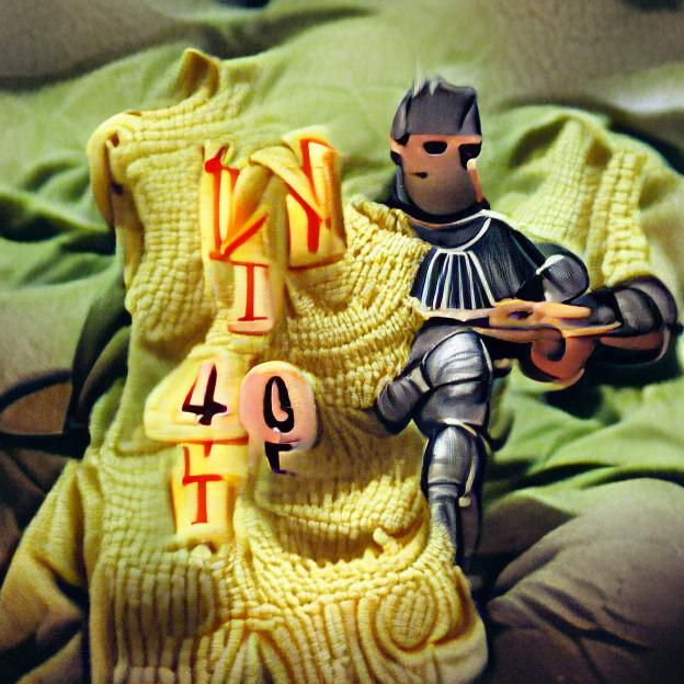 The Number Knight knits a nine.