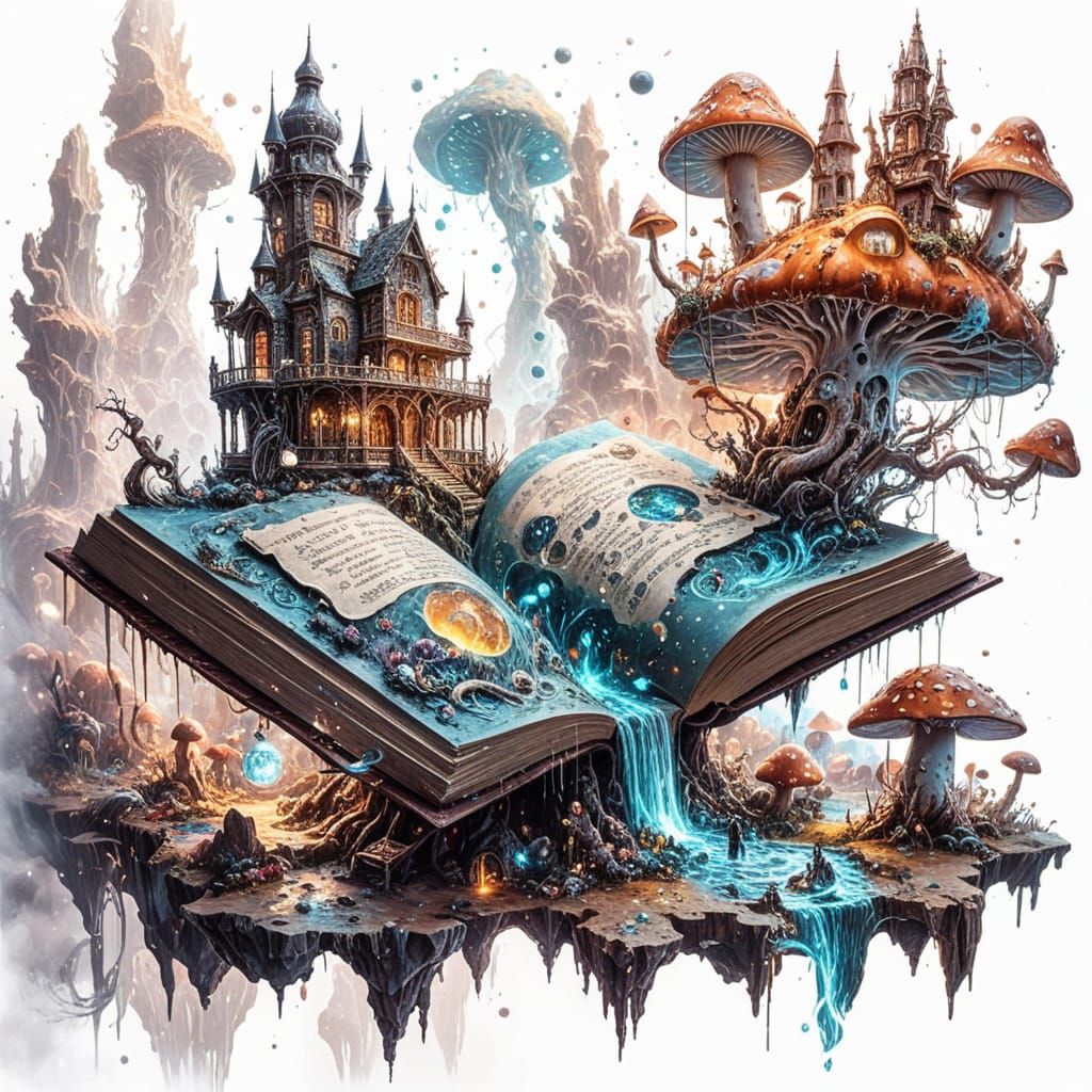 Cosmic Library on Mushroom 🍄✨🌌