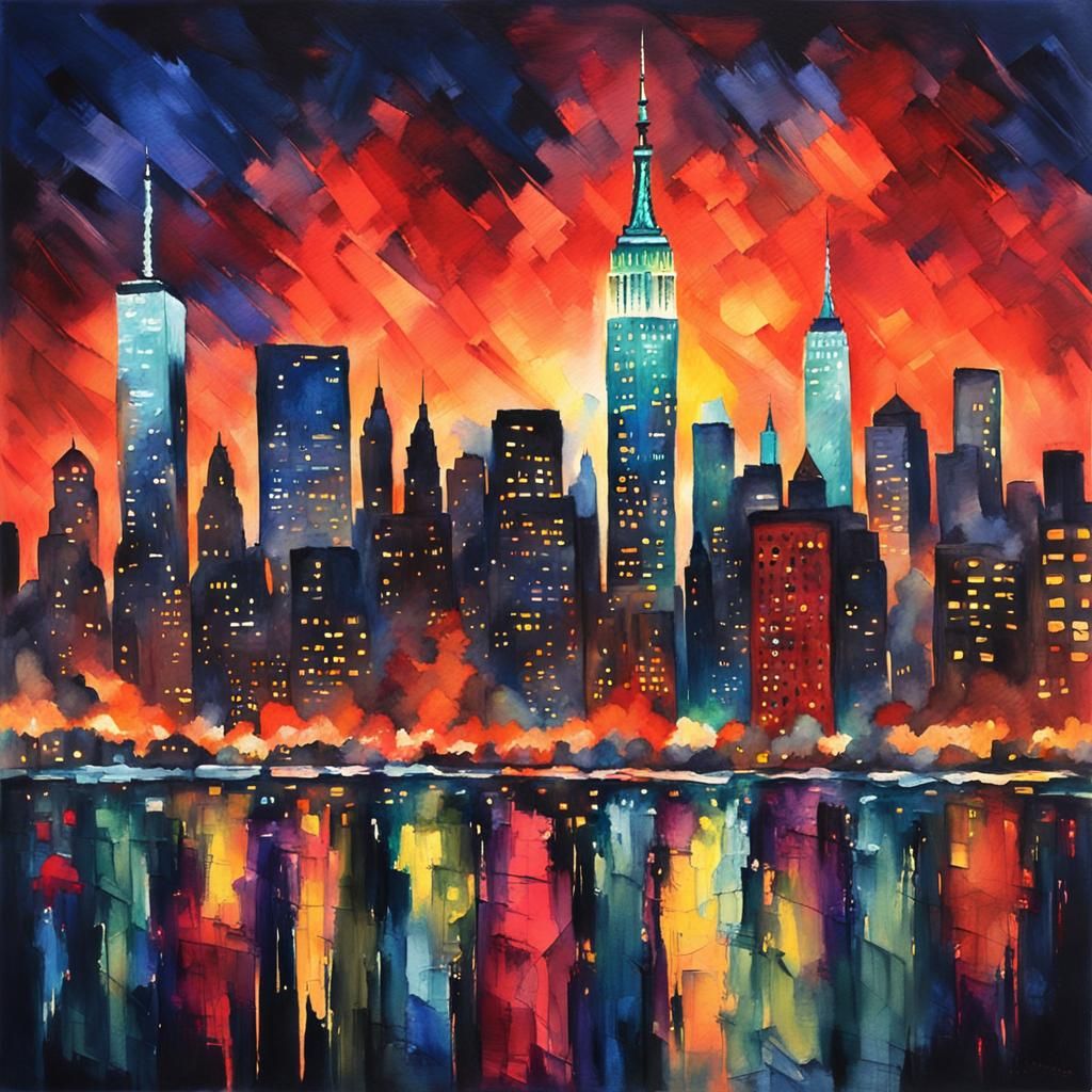 New York City skyline at night   by @Mike 