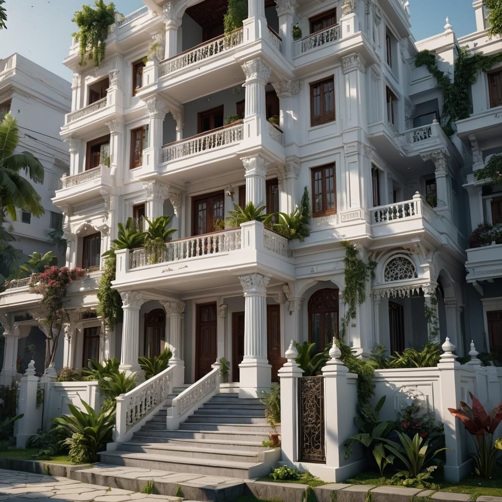 White modern contemporary indian house