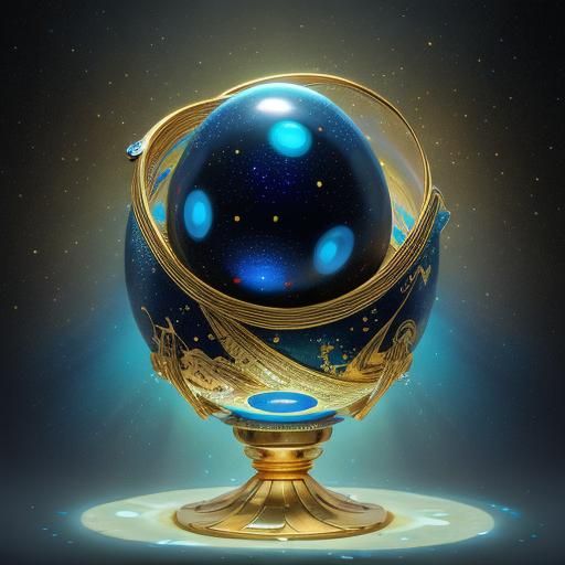 Deep blue eggs with shining golden light.