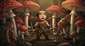 My litlle Barbarian in a Fly Agaric Garden