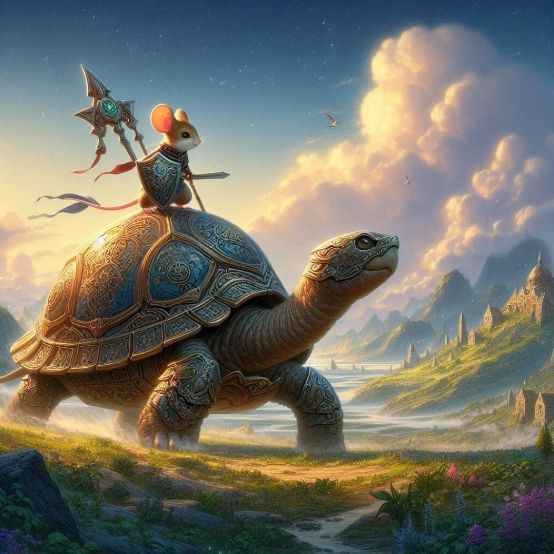 Mouse Warrior on Majestic Armoured Turtle