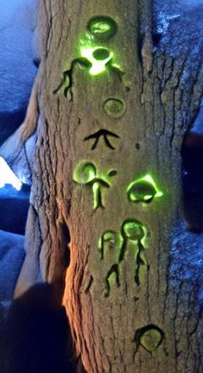 Aliens carved glowing pictographs in our tree