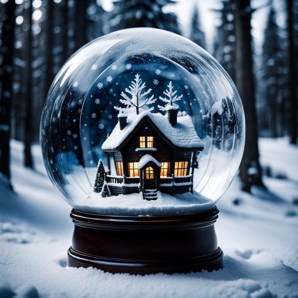 a snow crystal globe inside a snow globe a little Christmas ...
