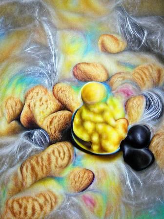 Yellow eg baked Cookies peanuts 8K 3D airbrush art airbrush ...