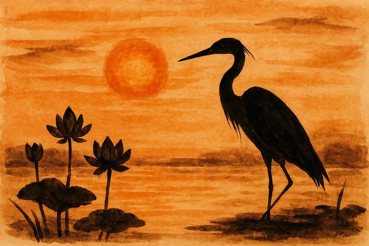 Heron at sunset