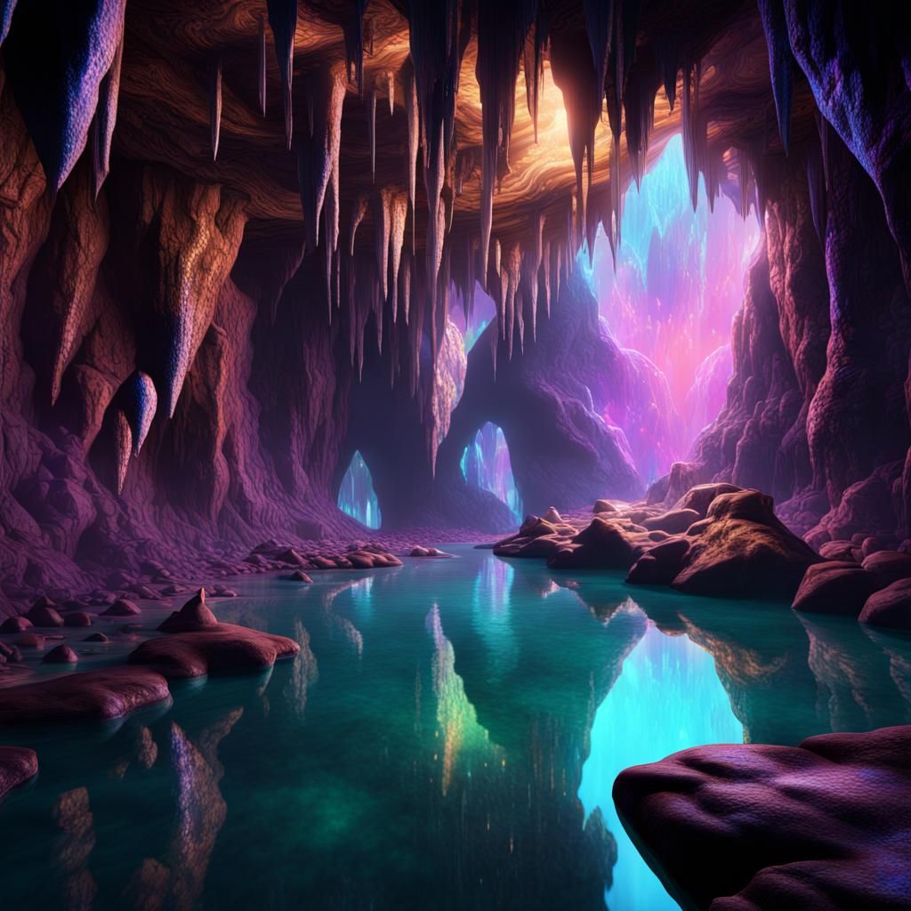 iridescent crystal cave  by @Magpie Moon