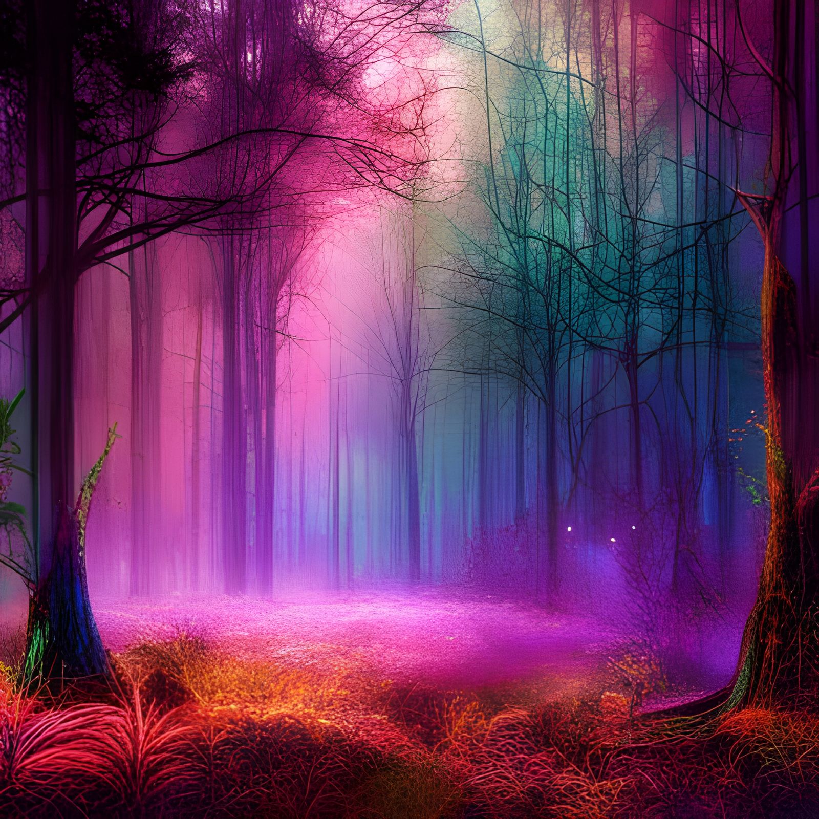 forest enchanted with rainbow  by @Arindam_G
