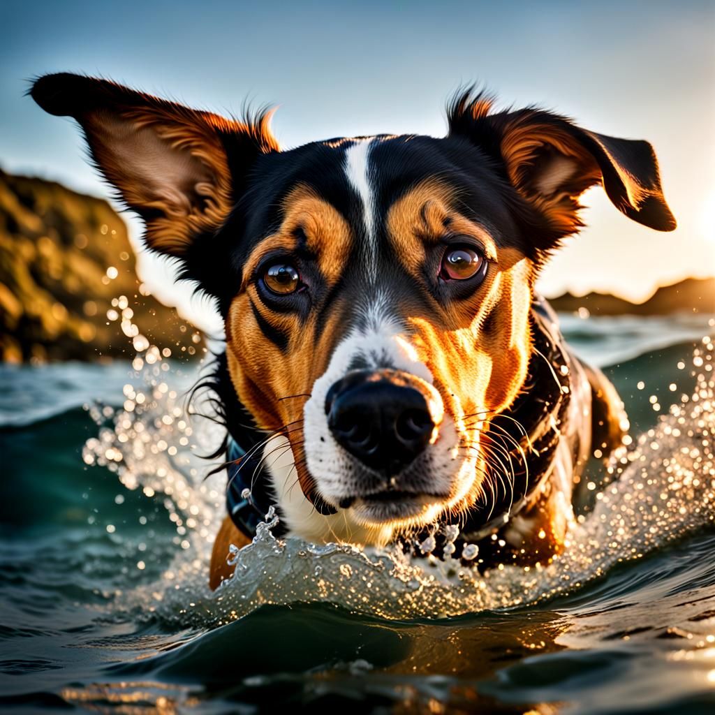 Dog Dives Into Ocean: Marine Wildlife Photography