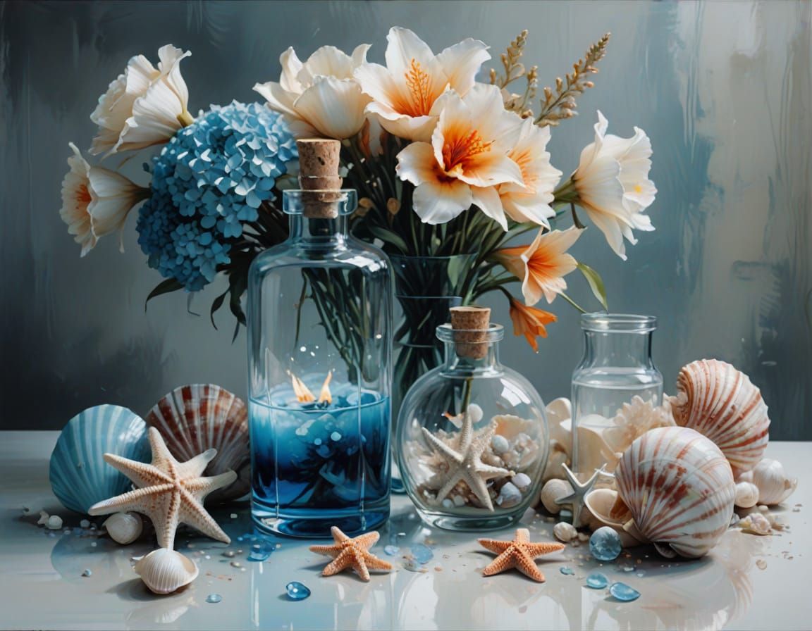 Flowers with Seashells