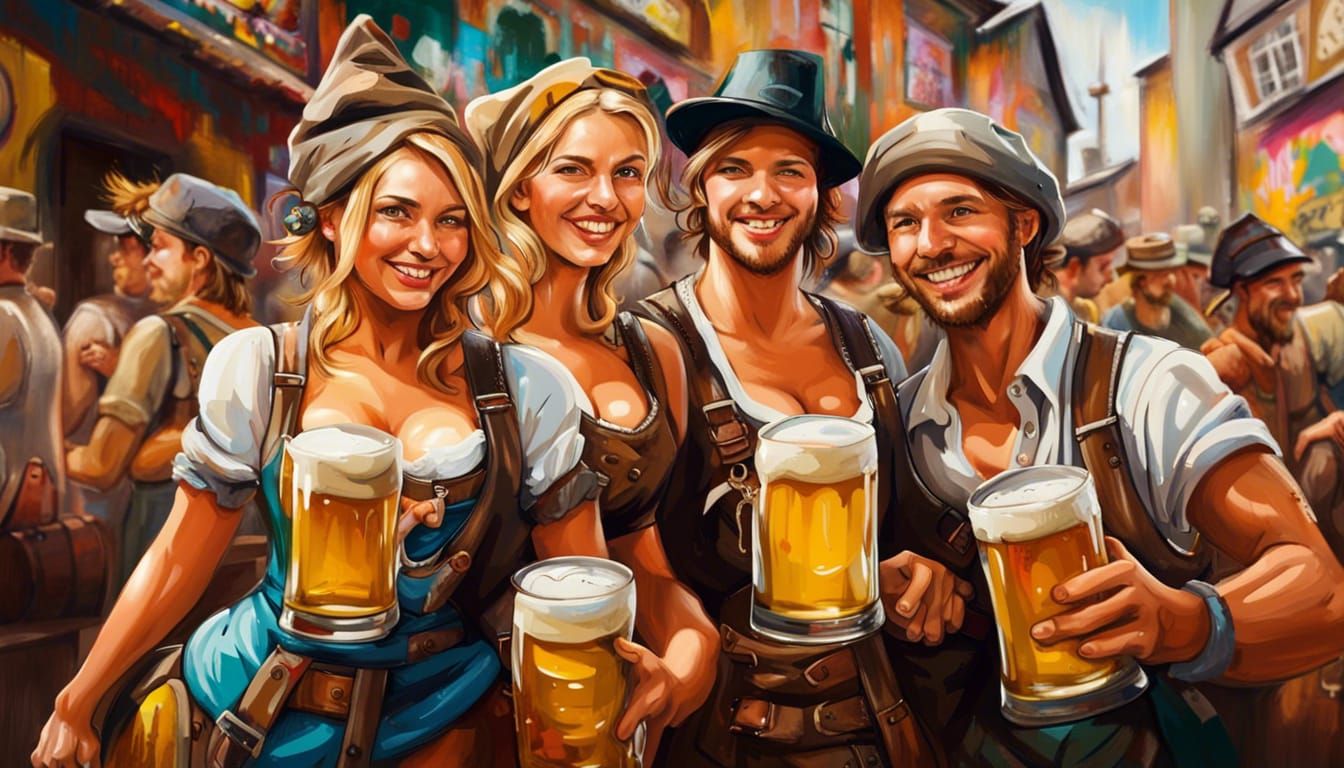 Oktoberfest in Munich 🍻 beautiful women wearing tight drind...