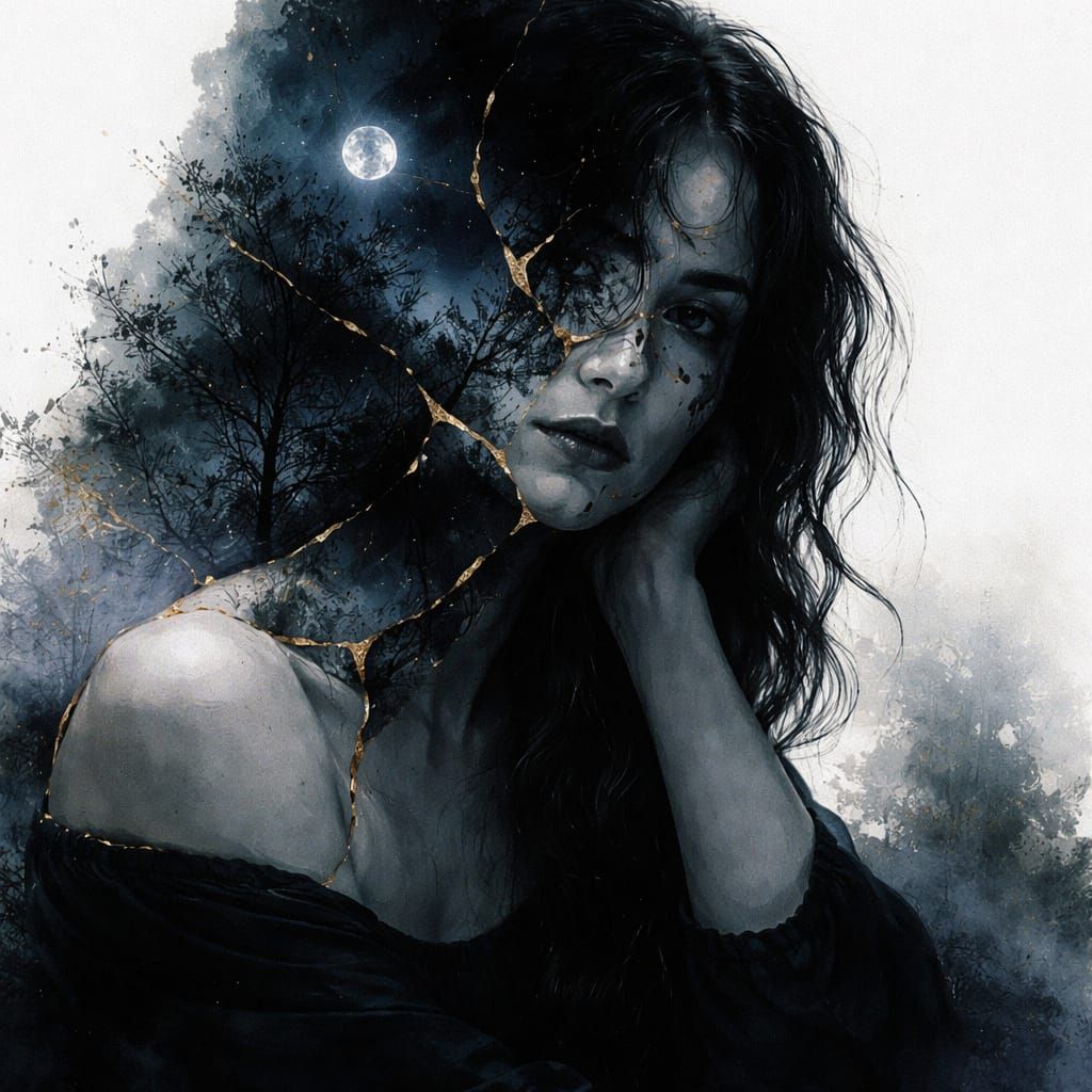 Double exposure portrait