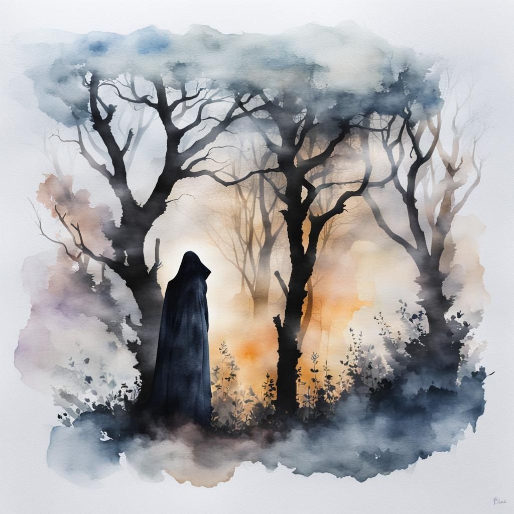 I was nothing more than a ghostly figure draped in a great c...