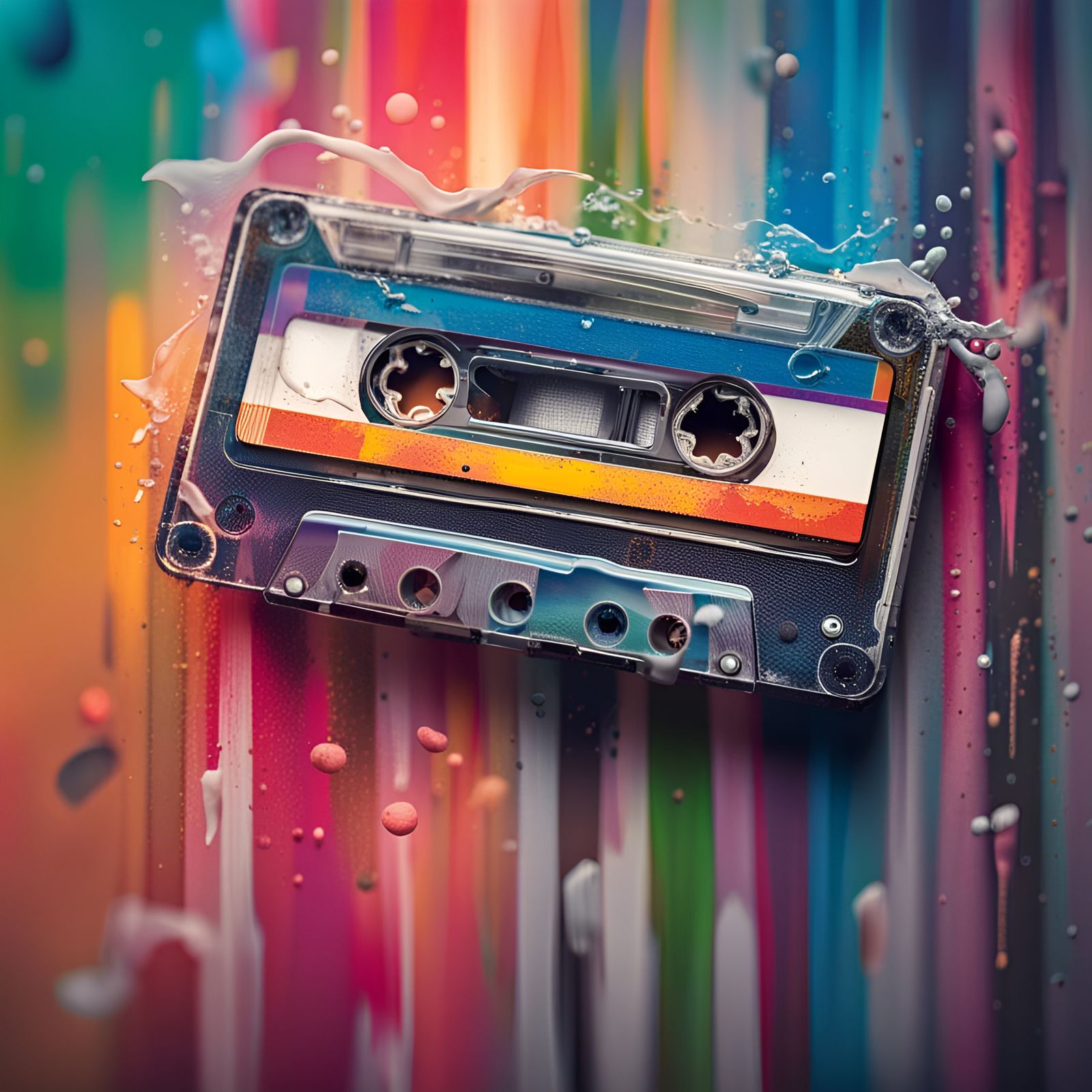 cassette tape on the colorful background