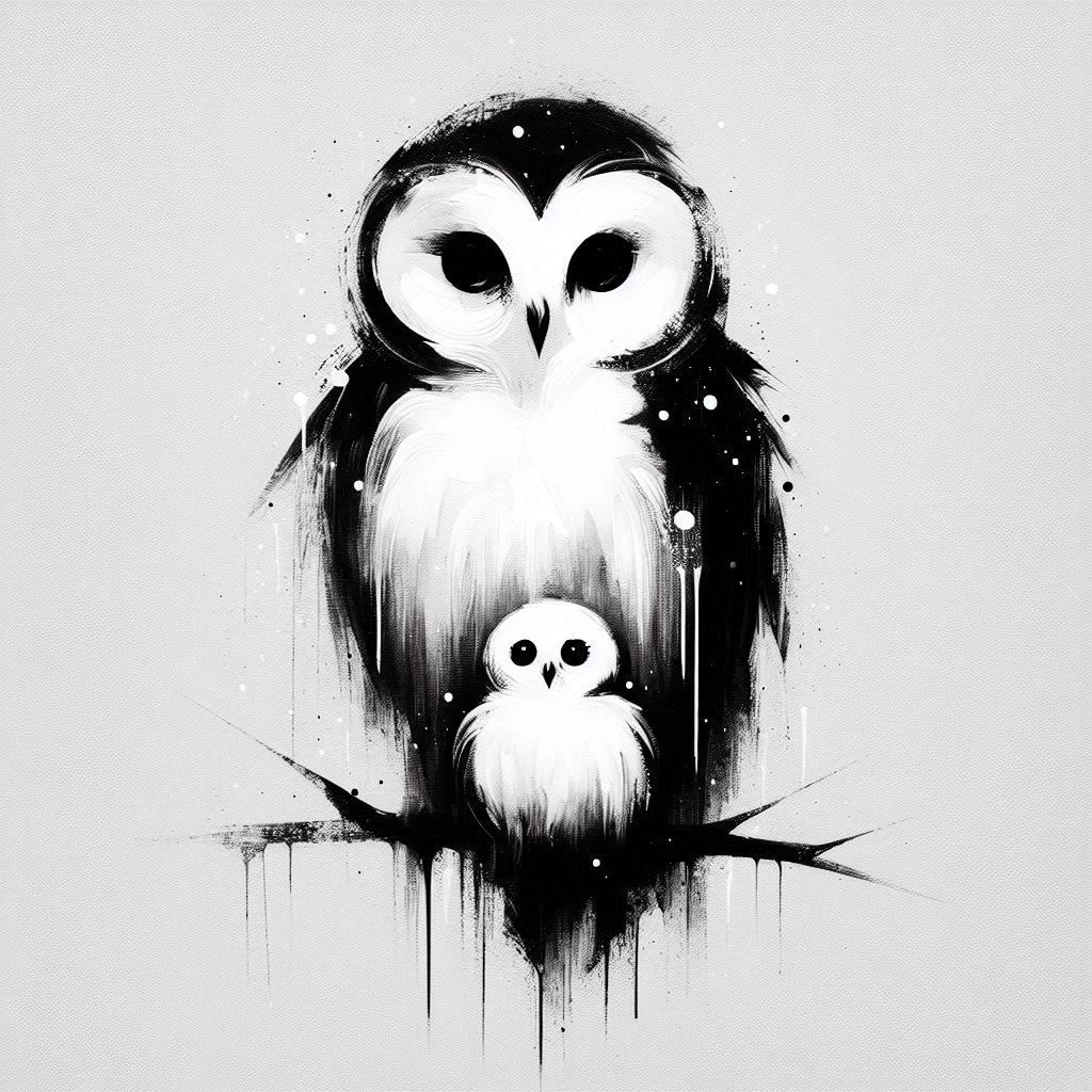 minimalist black and white owls.