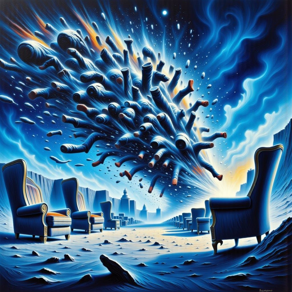 Surreal Exploding Washing Machine with Denim in Blue Period ...