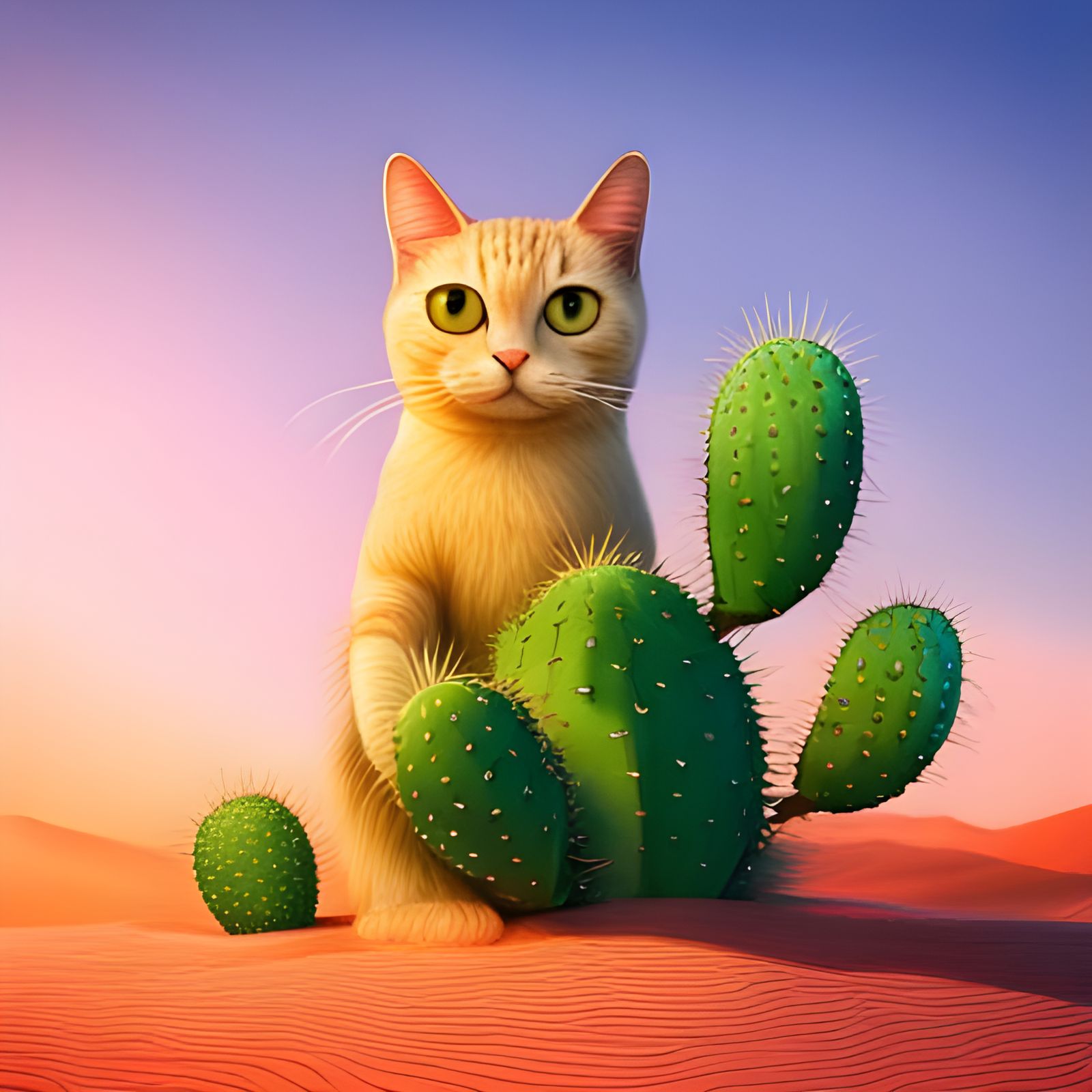 Cat and cactus AI Generated Artwork NightCafe Creator