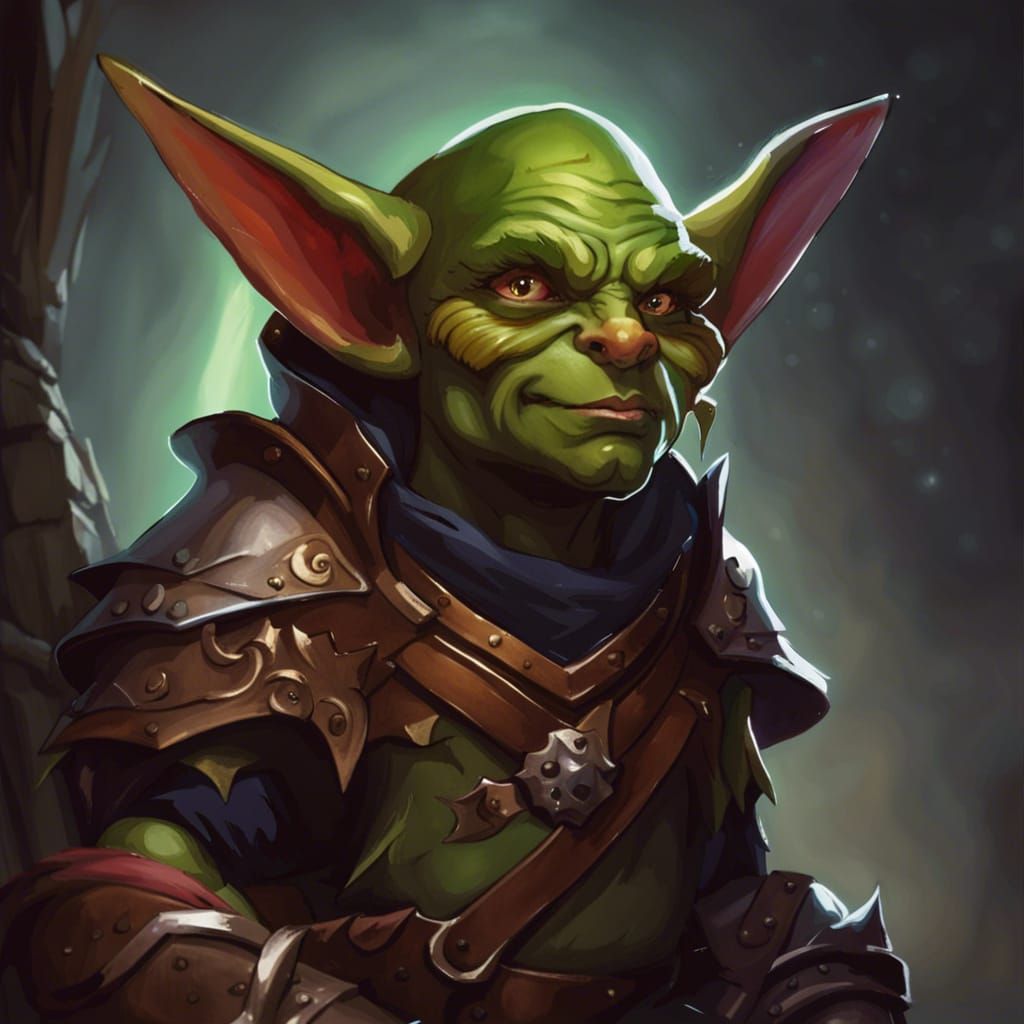 Goblin Adventurer With Cape In Magical Armor, Portrait - Ai Generated 