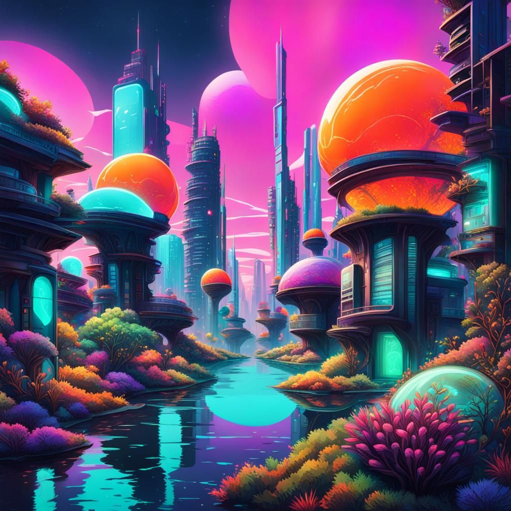 Futuristic Cityscape   by @Unique Fruit Designs 