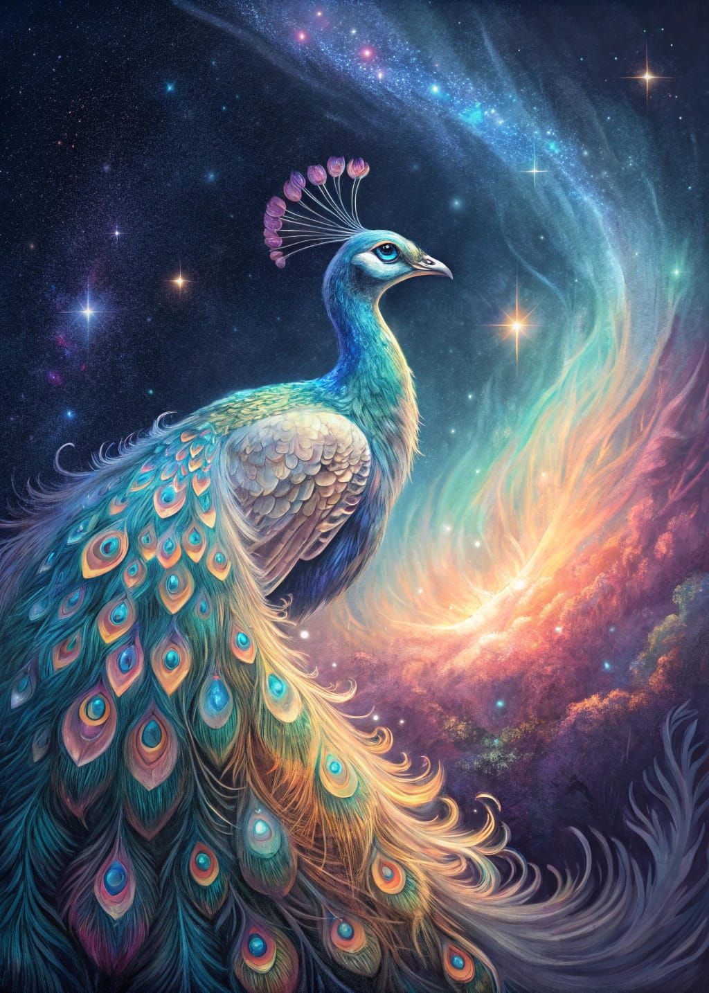 Galaxy peacock  by @Roswarcus