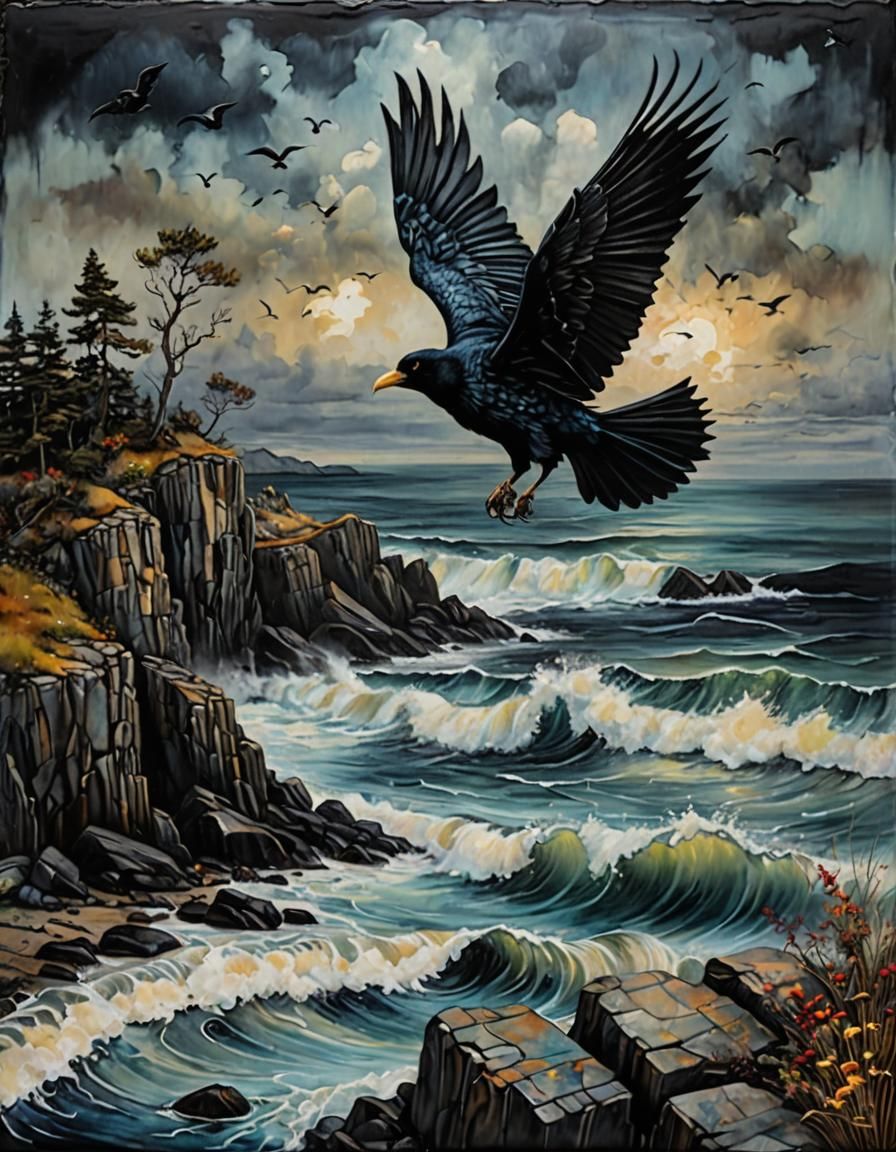 Flying Black Bird