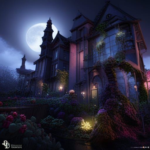Gothic Haunted Garden Mansion