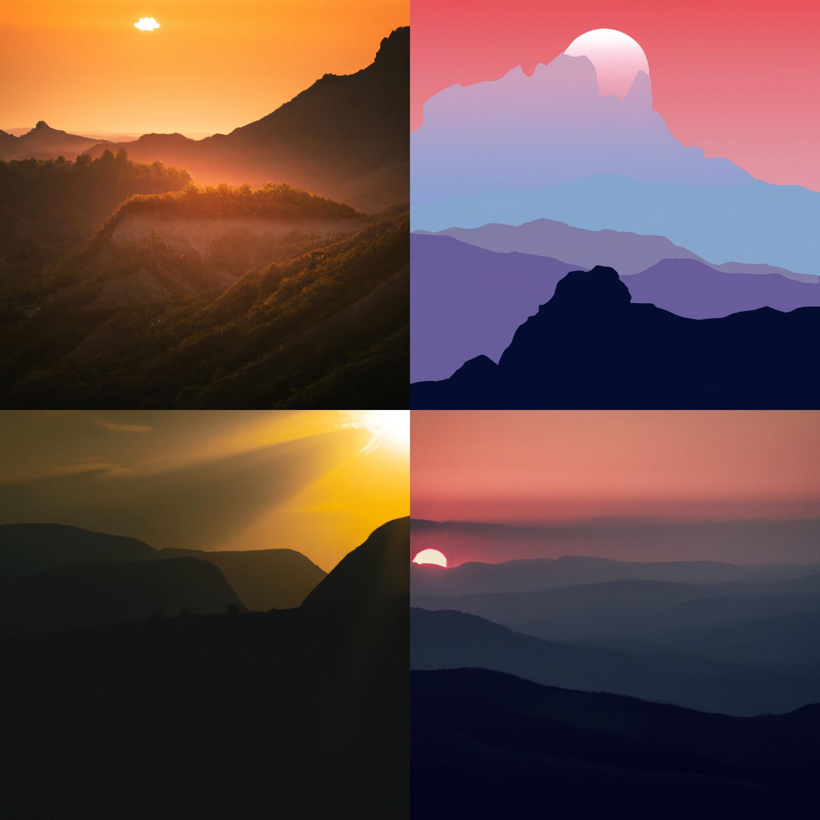 A sunset scene on a Mountain