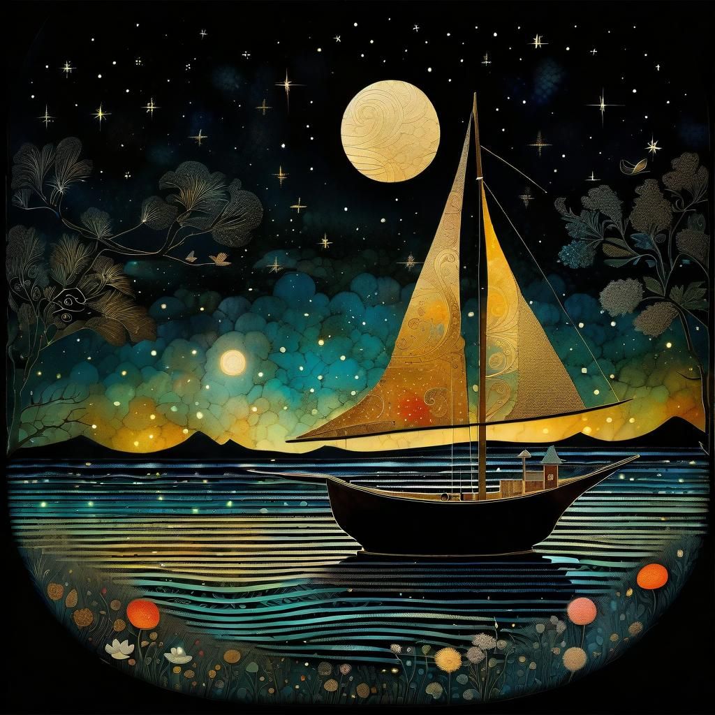 Sailing in the moonlight.