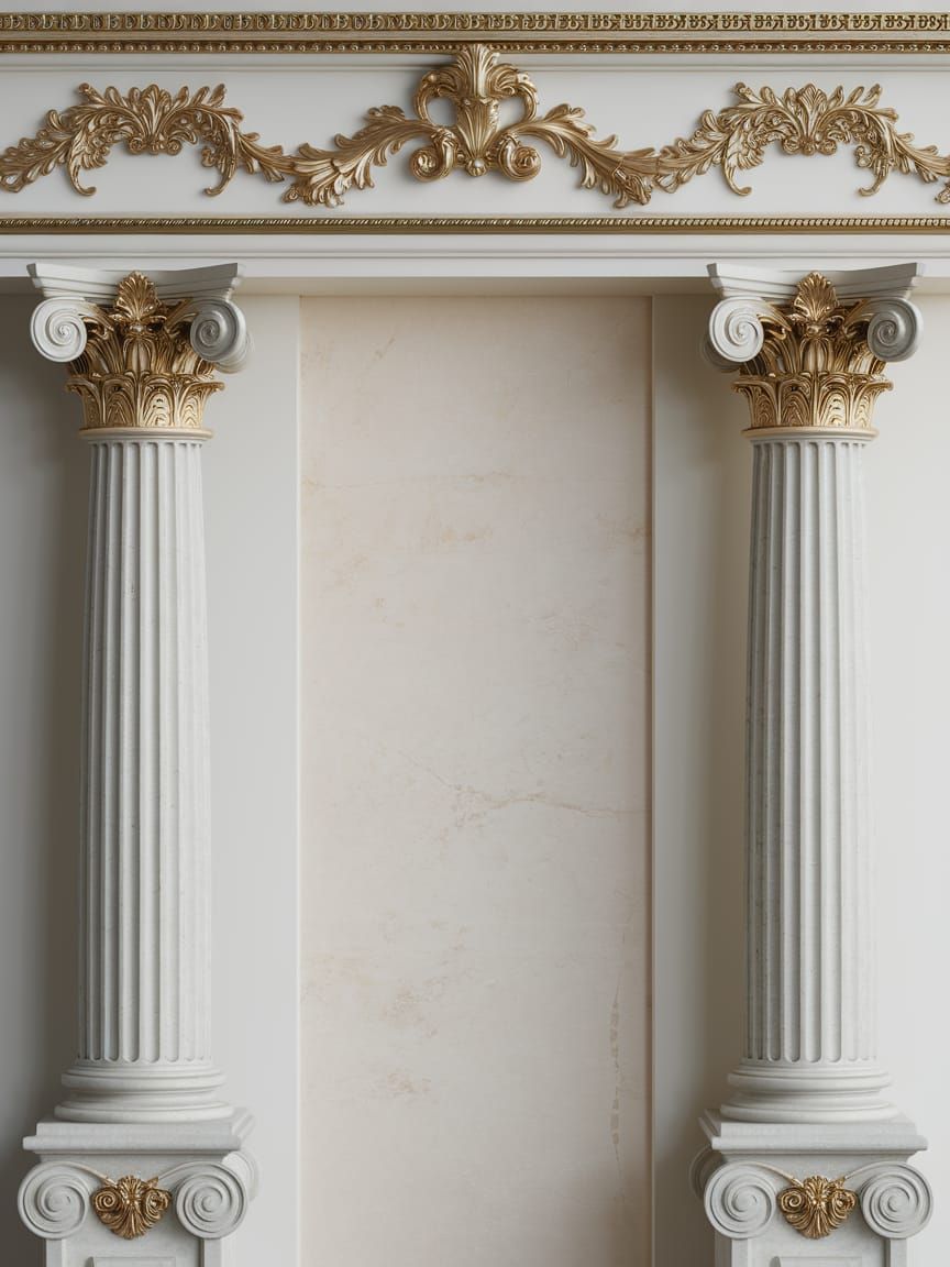 Elegant Corinthian Columns in Classical Architectural Scene