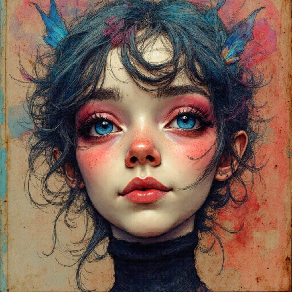 <lora:LSR - 3d:1.0> Richard Burlet characterful otherworldly faerie, smiling face, mixed media, Kimitake Yoshioka Eric Lacombe, Jean Baptist...