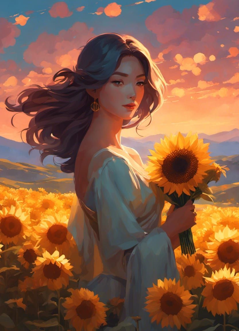 Walking in the sunflowers