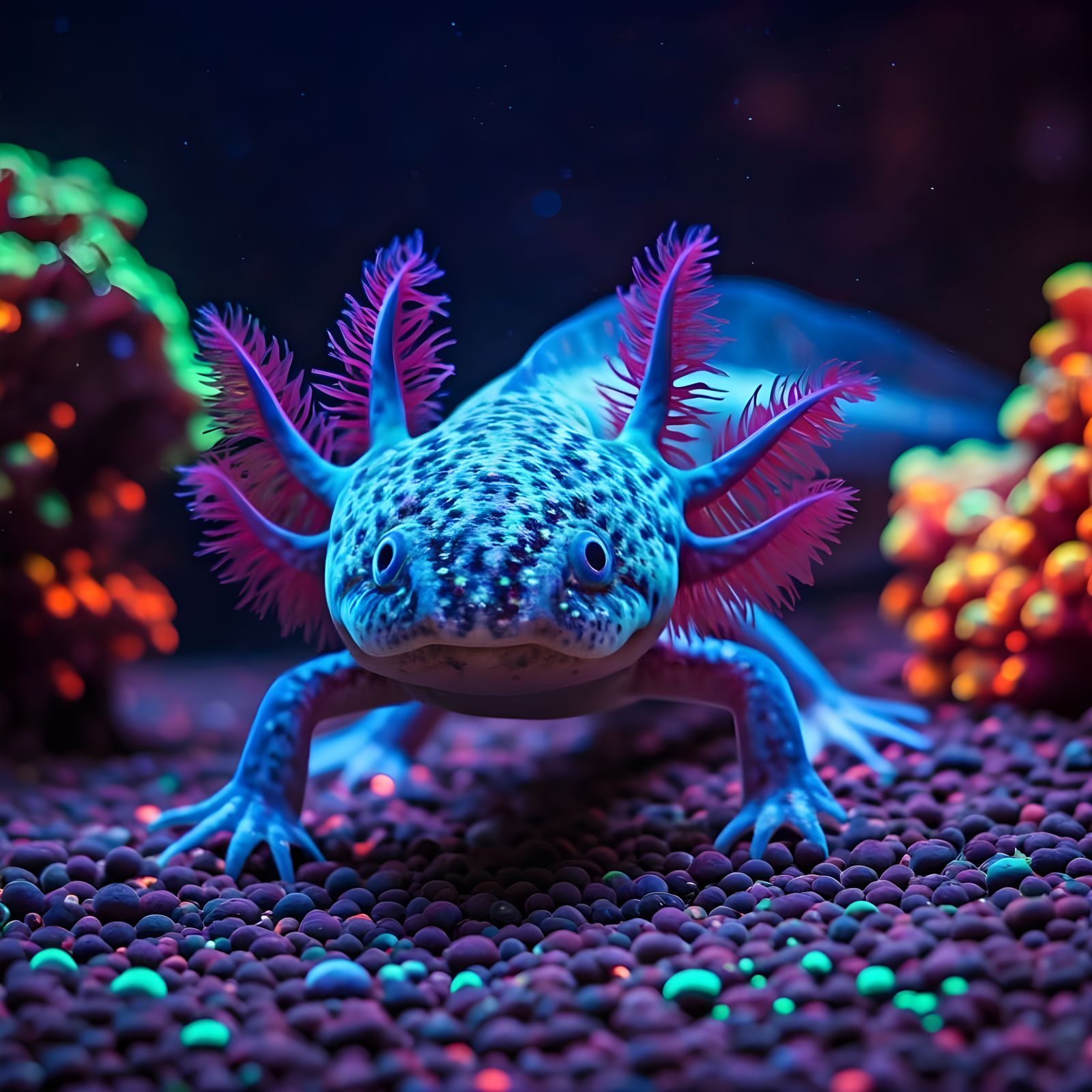 Fluorescent axolotl  by @BM